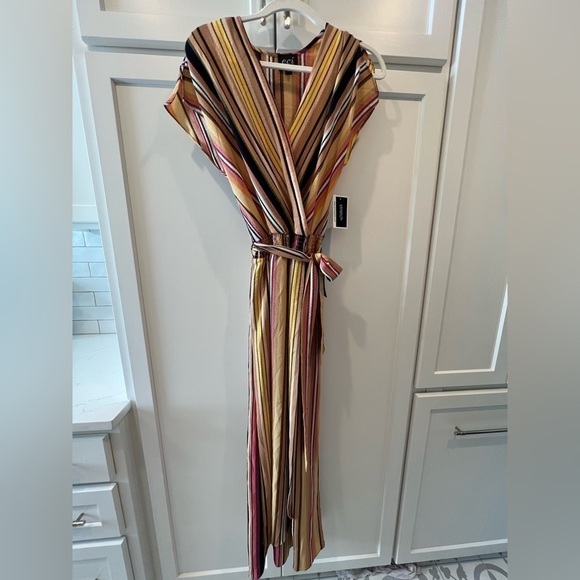 NWT. Nordstrom Eci Short Sleeve Surplice Stripe Waist Tie Maxi Dress. Size Small - Picture 4 of 14